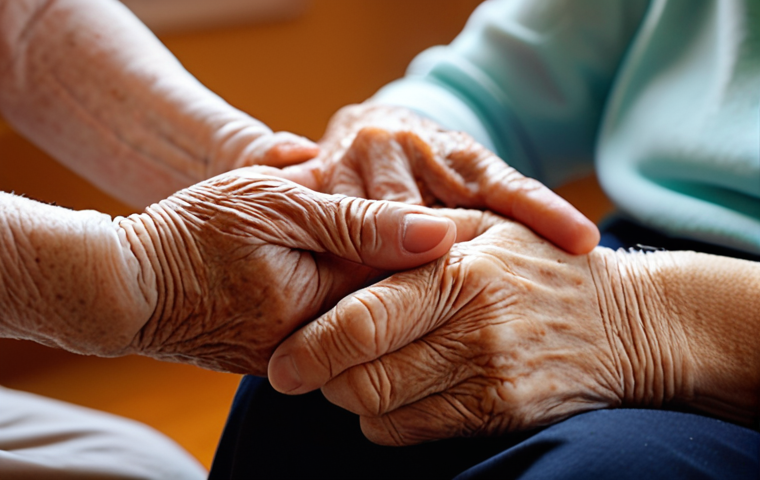 **A caregiver gently holding the hand of an elderly person with dementia, soft focus, warm lighting, emphasizing connection and empathy.** (This prompt focuses on the human connection aspect of dementia care.)