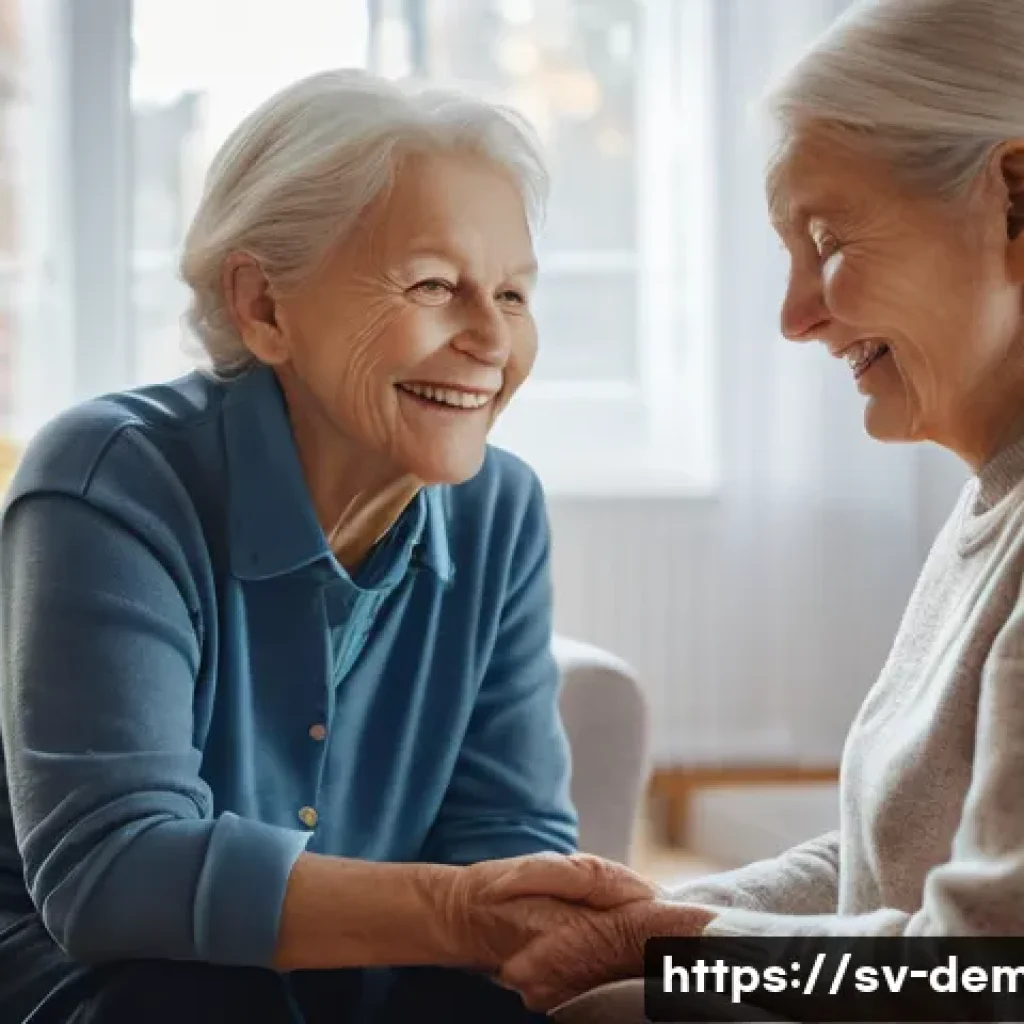 치매관리사 초보자를 위한 가이드 - A compassionate caregiver gently assisting an elderly Swedish woman with mild dementia in a cozy, we...