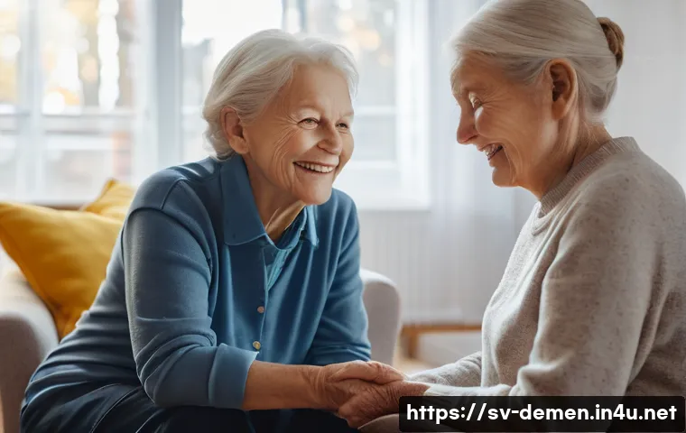 치매관리사 초보자를 위한 가이드 - A compassionate caregiver gently assisting an elderly Swedish woman with mild dementia in a cozy, we...
