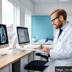 치매관리사와 보건소 협력 사례 - A warm, bright primary care clinic room in Sweden, featuring a dementia specialist and a general pra...