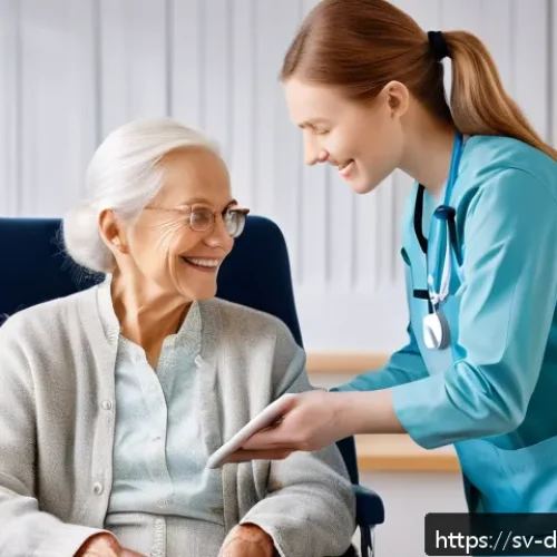 치매관리사 관련 기술 자격증 활용법 - A compassionate dementia care professional, wearing neat, modest work attire, gently assisting an el...